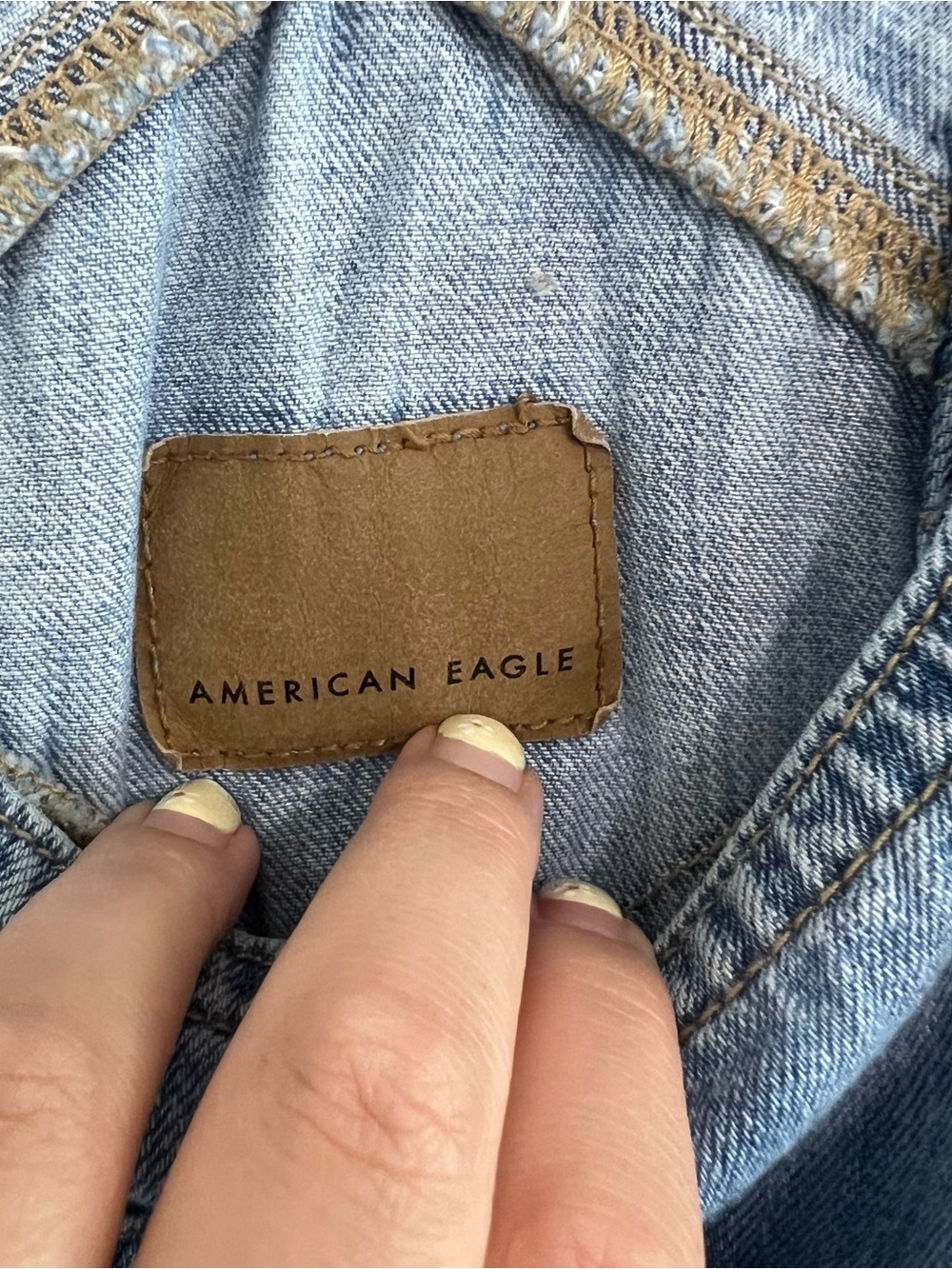 American Eagle 90s Boyfriend Denim Y2K Overalls Utility Raw Hem Size XS Classic - Picture 5 of 7